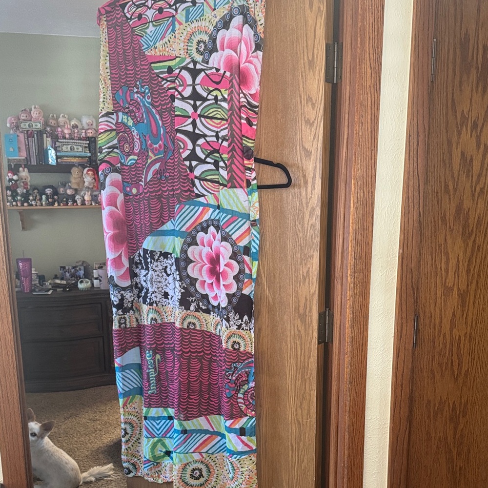 Vibrant Patchwork Maxi Scarf with Floral Print; beach coverup